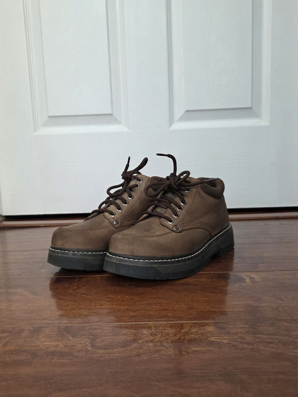 Vintage 90s Women Skechers 2168 Chunky Lace Up Brown Leather Boots Size 7.5
